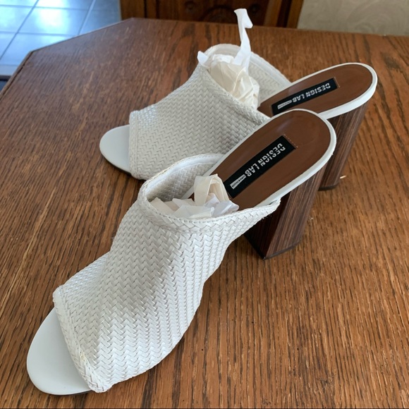 Design Lab Lord &Taylor 4inch Block Heel Woven white Mules Size 10 - Picture 9 of 16